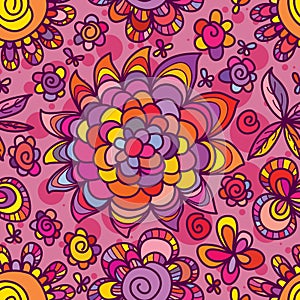 Flower drawing style chase sun seamless pattern