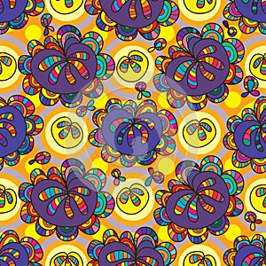 Flower drop symmetry circle seamless pattern