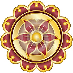 Flower Emblem with Pedals on Gold, Yoga