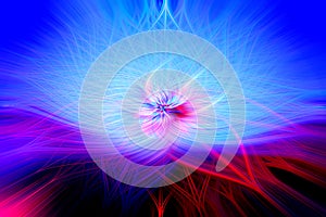 Flower of Energy.  Beautiful Abstract With Blue and Pink lines