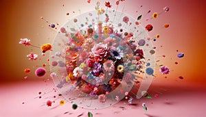 Flower explosion pink background