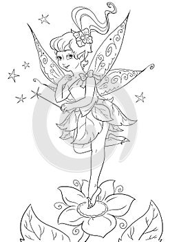 Flower fairy coloring page