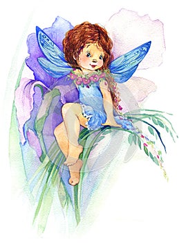 Flower Fairy. watercolor drawing