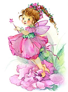 Flower Fairy. watercolor drawing