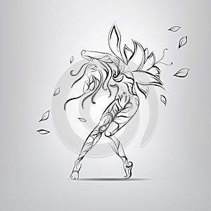 Flower Fairy in a whirlwind. Vector illustration