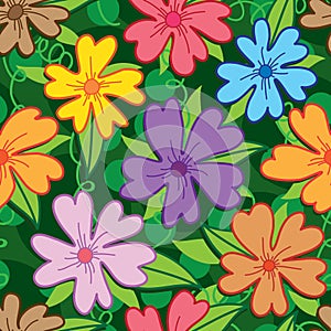 Flower five petal colorful seamless pattern photo
