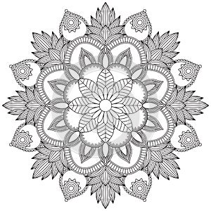 Flower Floral Bloom Lotus Mandala Graphic Design for Coloring Page Meditation