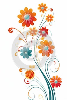 Flower floral and leaves in vector style on white background Created with Generative AI technology