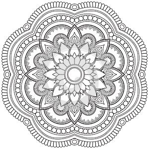 Flower Floral Lotus Mandala Design for Coloring Page