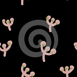 Flower floral pink green abstract black pattern