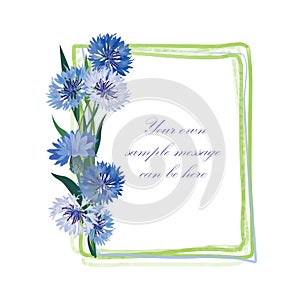 Flower frame. Floral border. Bouquet cornflower isolated.