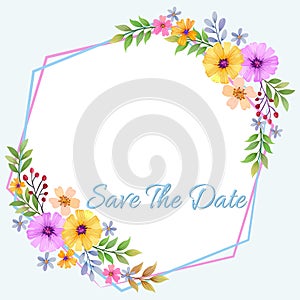 Flower and frame invitation card vector design.