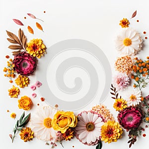 Flower frame isolated on white background. Ia generative.