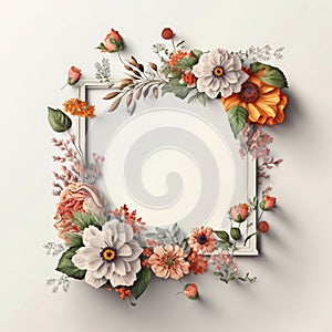 Flower frame isolated on white background. Ia generative.