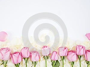 Flower frame made of pink roses