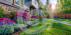 Flower Garden in Front of House