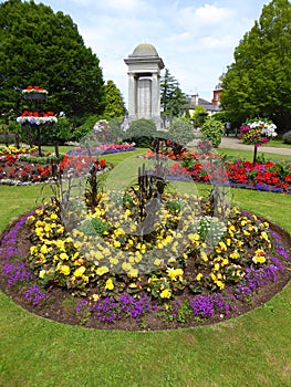 Flower garden and war memorial