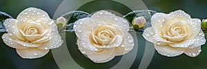 Flower gardenia with rain drops. National flower of The Islands. AI Generative photo