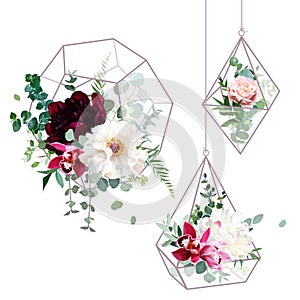 Flower geometric glass hanging terrarium vector design objects photo