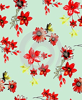 Flower and geometrical background, digital designing photo