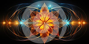 A flower that is glowing in the dark. Generative AI image.