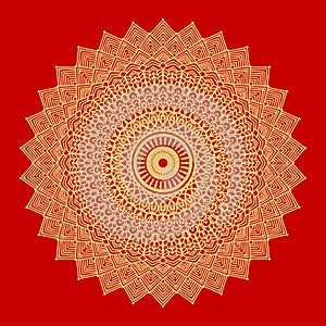 Flower Gold Mandala. Vintage decorative elements. Oriental pattern, vector illustration. Indian ornament. Isolated on a