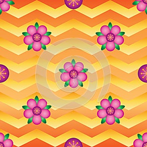 Flower gradient chevron symmetry seamless pattern