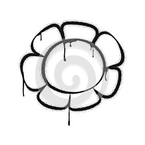 Flower graffiti drawing symbol. Painted graffiti spray pattern of flower.