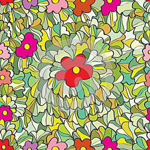 Flower grasses garden seamless pattern