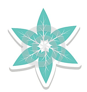Flower, Greenery Color Isolated Vector Icon