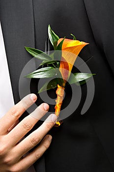 Flower on groom