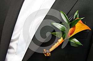 Flower on groom