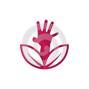 Flower Hand logo or symbol template design