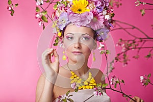 Flower hat spring fashion female in dress