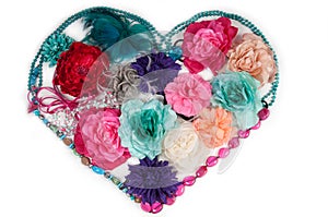 Flower heart made of ladies accessories