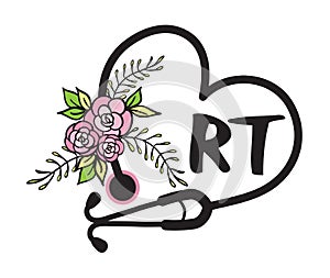 Flower Heart Stethoscope Floral vector logo for shirt respiratory therapist nurse photo