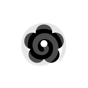 Flower icon. Black floret silhouette. Simple floral glyph. photo