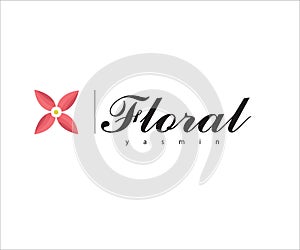 Flower icon -floral logo -pink and black