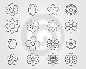 Flower icon line set
