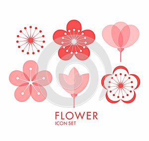 Flower. Icon set. Sakura