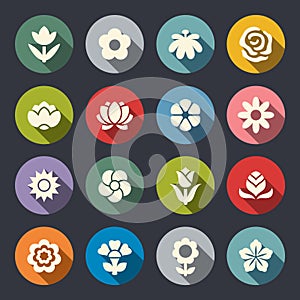 Flower icon set . Vector Illustration