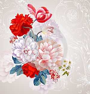 Flower Illustration pattern in simple background