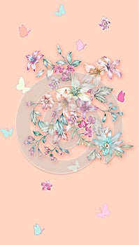 Flower Illustration pattern in simple background