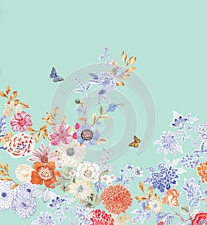 Flower Illustration pattern in simple background