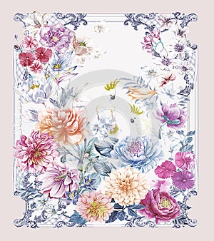 Flower Illustration pattern in simple background
