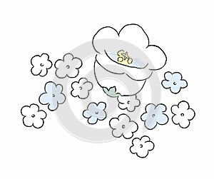 Flower Illustration pattern in simple background. Illustration flower in simple background. photo