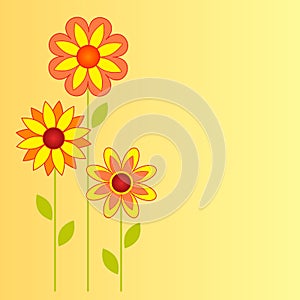 Flower Illustration on Yellow Background