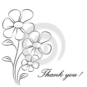 Flower Illustrations, Thank You Card