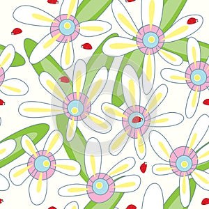 Flower Ladybird Seamless Pattern_eps