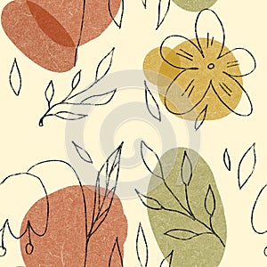 Flower leaf geometry shape abstract beige pattern